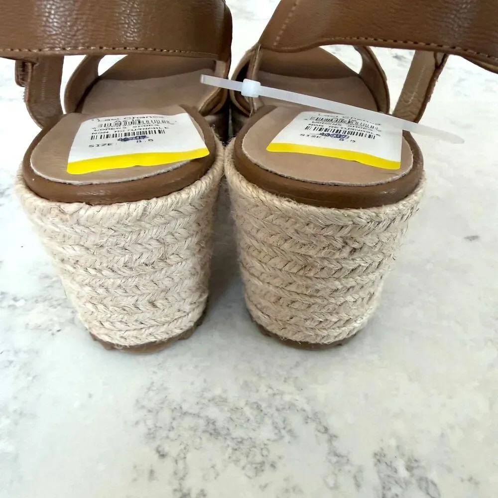 Eileen Fisher Maxi Chestnut Sandals Sz 8.5| Leather| Espadrille Platform